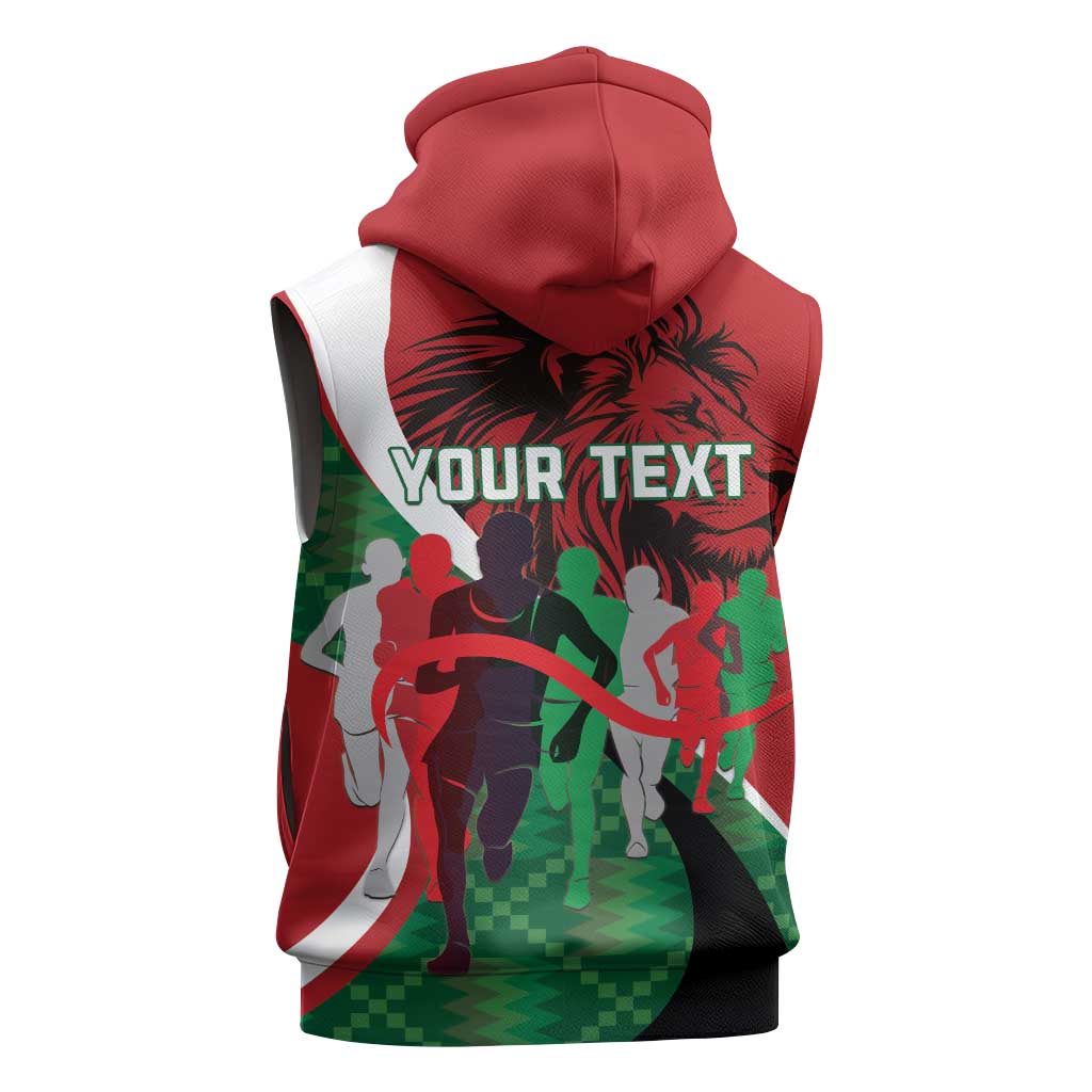 Personalised Athletics Kenya Sleeveless Hoodie Kente Pattern - African Pride