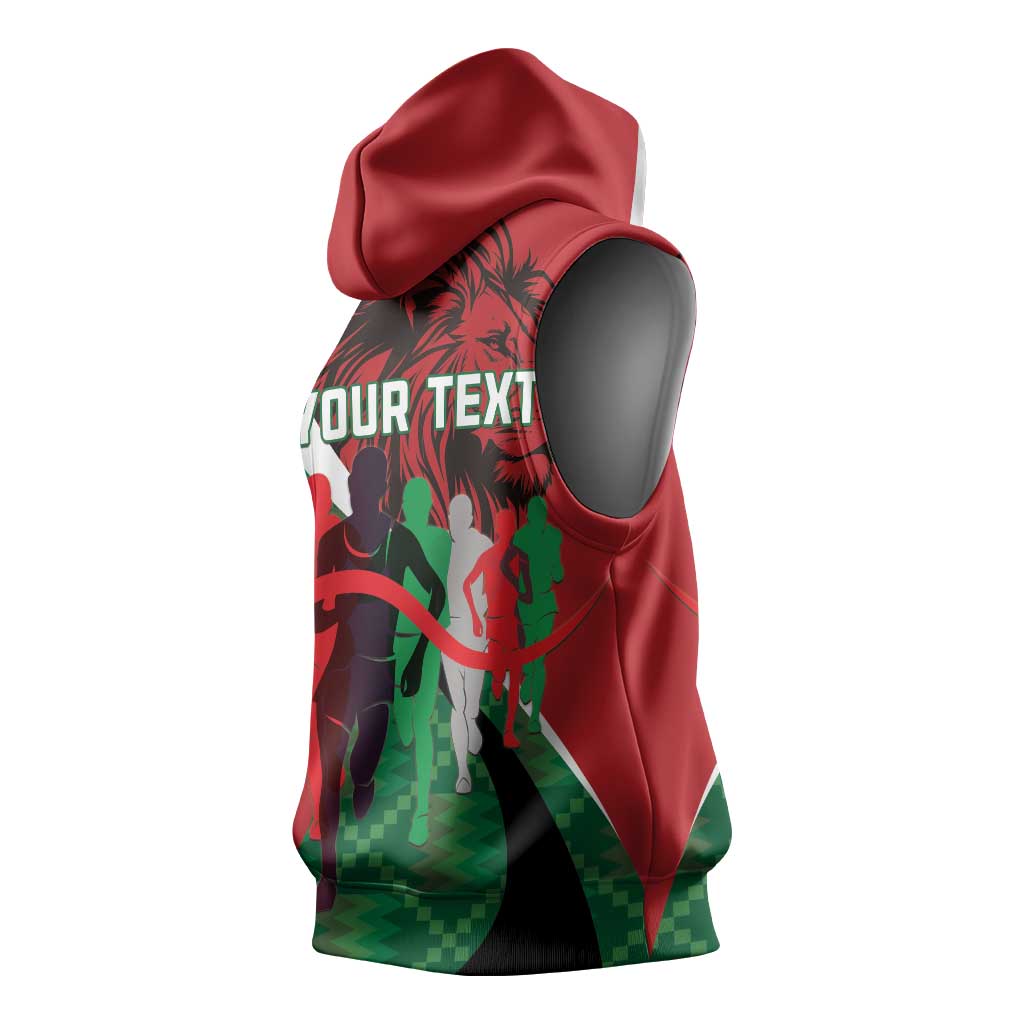 Personalised Athletics Kenya Sleeveless Hoodie Kente Pattern - African Pride