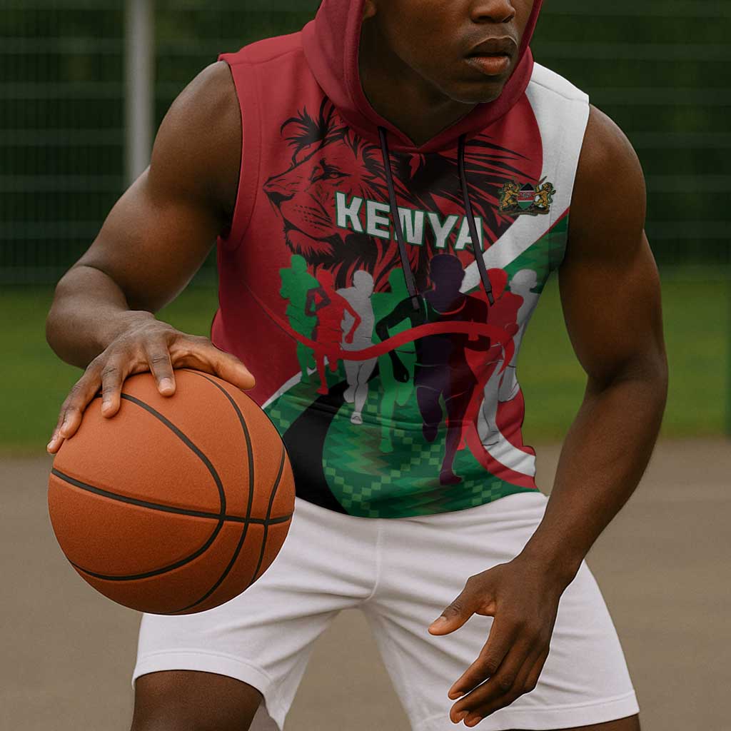 Personalised Athletics Kenya Sleeveless Hoodie Kente Pattern - African Pride