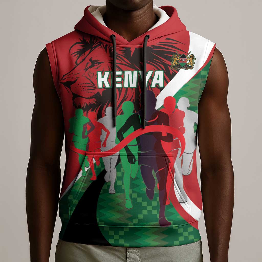 Personalised Athletics Kenya Sleeveless Hoodie Kente Pattern - African Pride