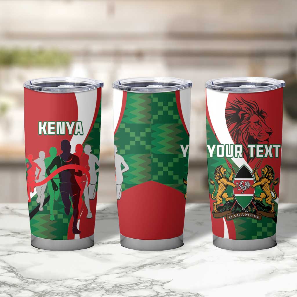 Personalised Athletics Kenya Tumbler Cup Kente Pattern