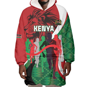 Personalised Athletics Kenya Wearable Blanket Hoodie Kente Pattern