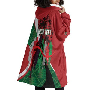 Personalised Athletics Kenya Wearable Blanket Hoodie Kente Pattern