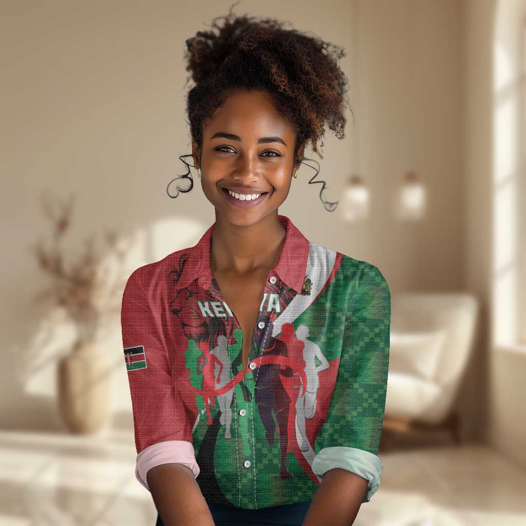Personalised Athletics Kenya Women Casual Shirt Kente Pattern LT15