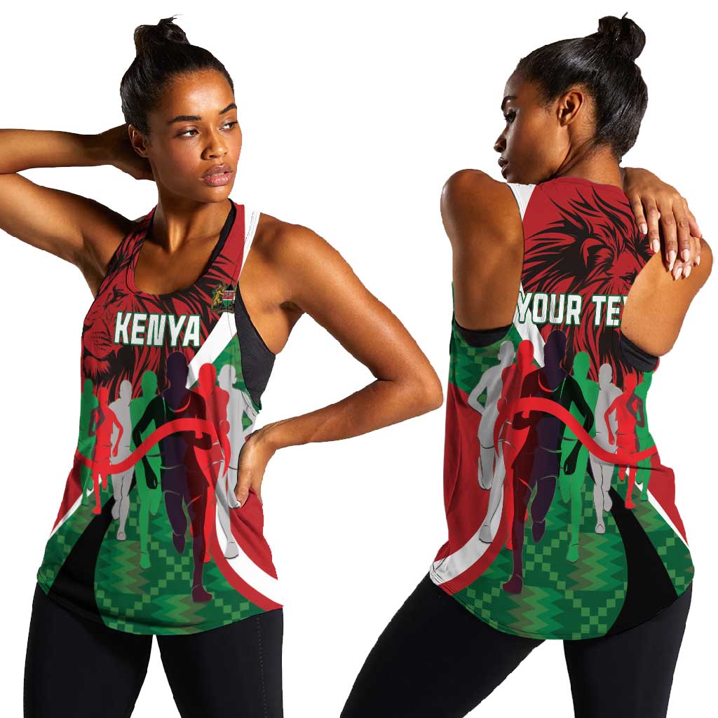 Personalised Athletics Kenya Women Racerback Tank Kente Pattern