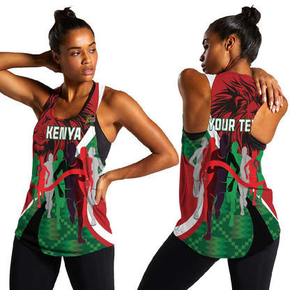 Personalised Athletics Kenya Women Racerback Tank Kente Pattern