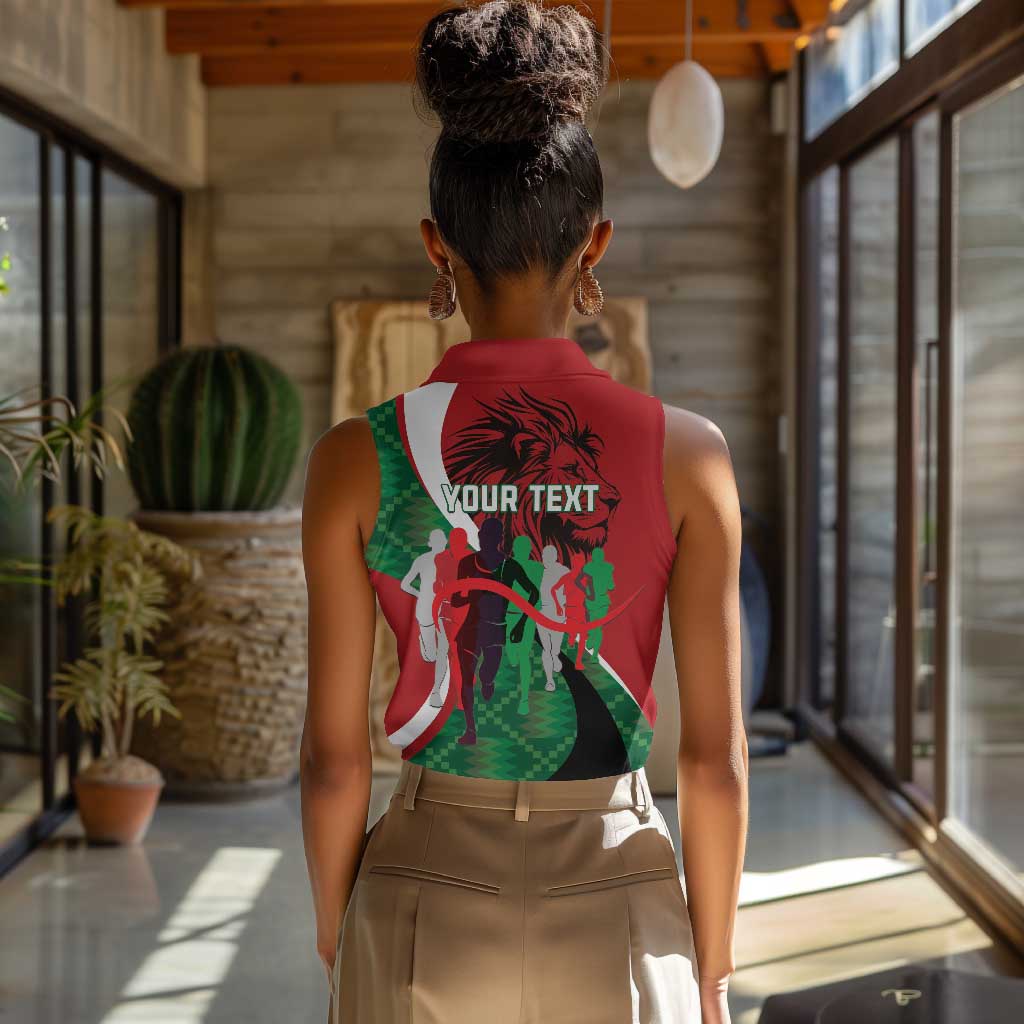 Personalised Athletics Kenya Women Sleeveless Polo Shirt Kente Pattern