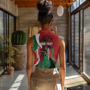 Personalised Athletics Kenya Women Sleeveless Polo Shirt Kente Pattern