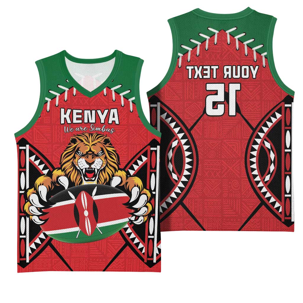 Custom Kenya Rugby Basketball Jersey We Are Simbas - African Pride