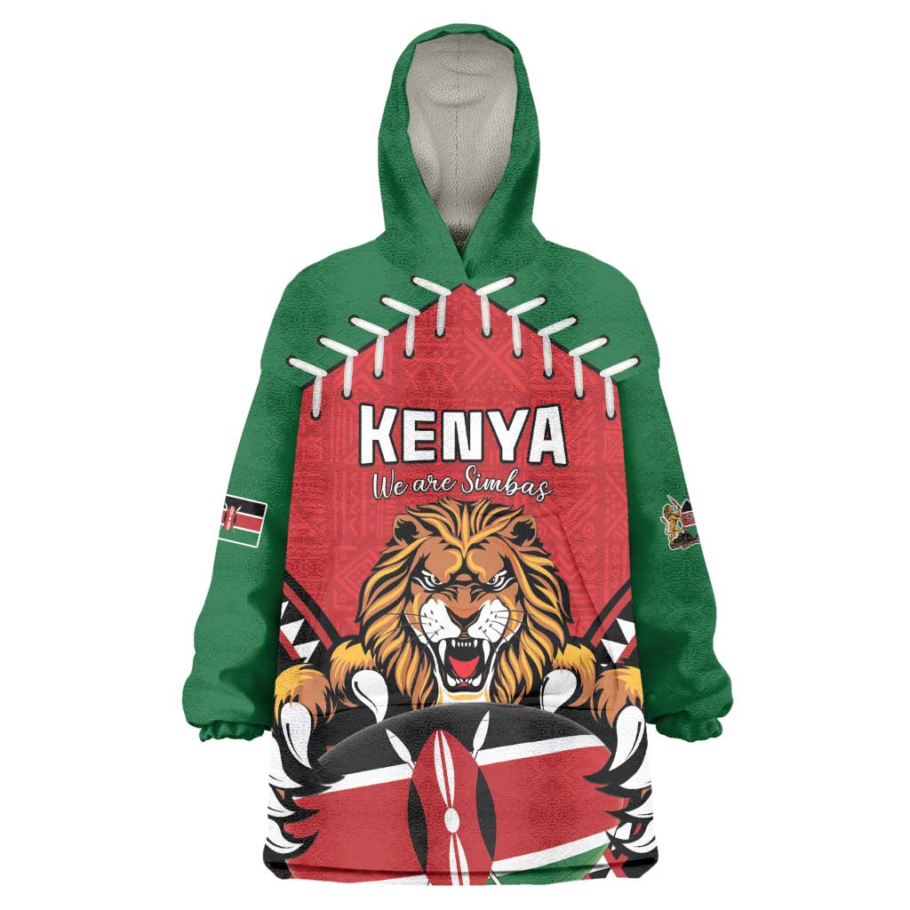 Custom Kenya Rugby Kid Wearable Blanket Hoodie We Are Simbas
