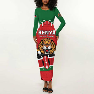 Custom Kenya Rugby Long Sleeve Bodycon Dress We Are Simbas LT15