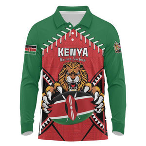 Custom Kenya Rugby Long Sleeve Polo Shirt We Are Simbas