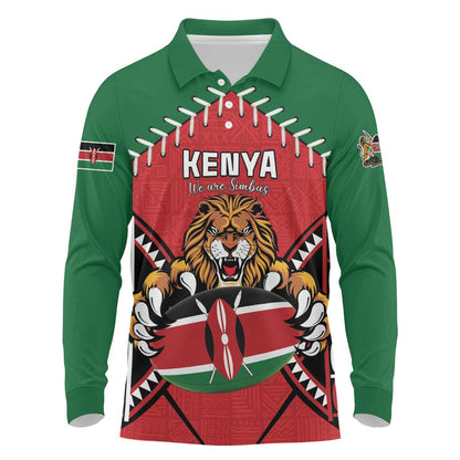 Custom Kenya Rugby Long Sleeve Polo Shirt We Are Simbas