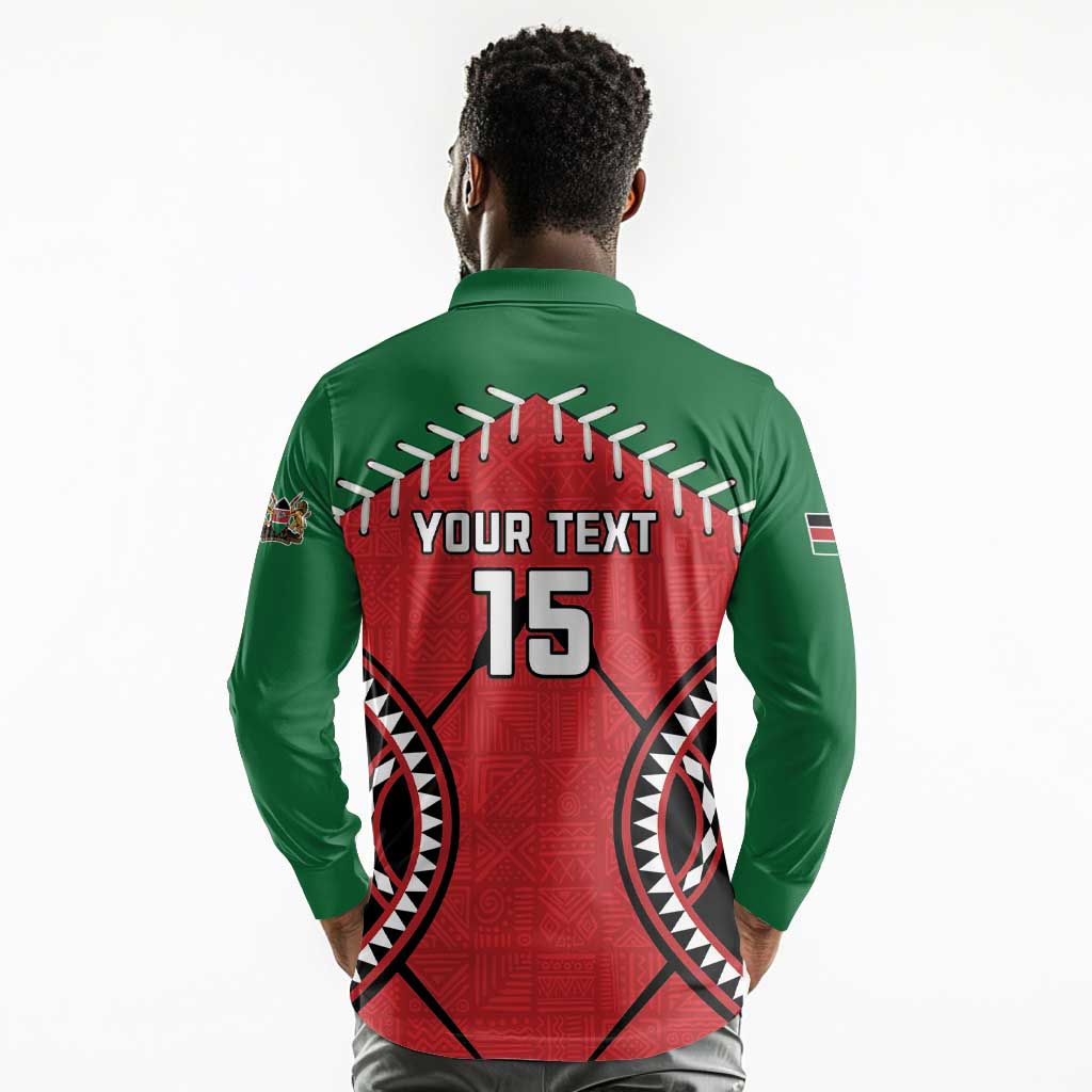 Custom Kenya Rugby Long Sleeve Polo Shirt We Are Simbas