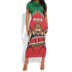 Custom Kenya Rugby Short Sleeve Bodycon Dress We Are Simbas LT15