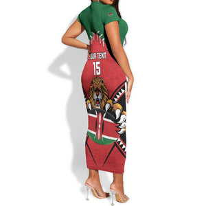 Custom Kenya Rugby Short Sleeve Bodycon Dress We Are Simbas LT15