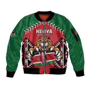 Custom Kenya Rugby Sleeve Zip Bomber Jacket We Are Simbas