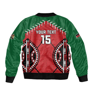 Custom Kenya Rugby Sleeve Zip Bomber Jacket We Are Simbas