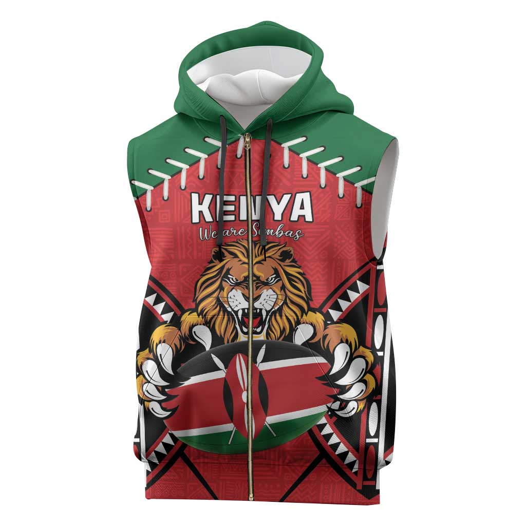 Custom Kenya Rugby Sleeveless Zip Hoodie We Are Simbas - African Pride