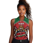 Custom Kenya Rugby Women Sleeveless Polo Shirt We Are Simbas