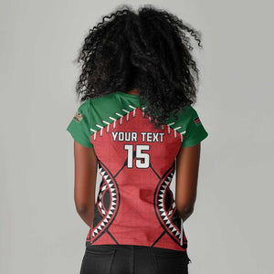 Custom Kenya Rugby Women V-Neck T-Shirt We Are Simbas