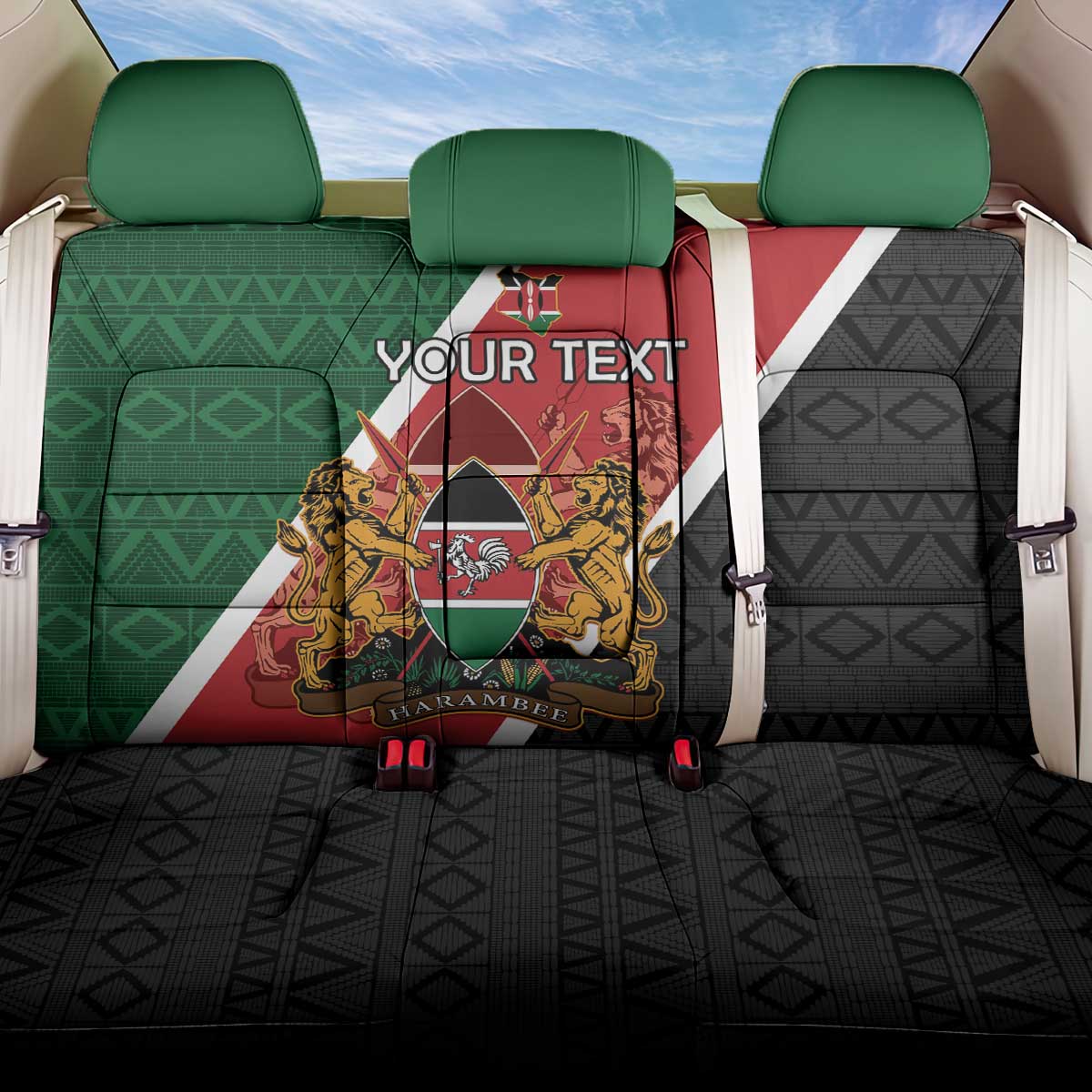 Personalised Kenya Back Car Seat Cover Flag Style - African Pattern