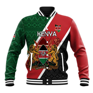 Personalised Kenya Baseball Jacket Flag Style - African Pattern