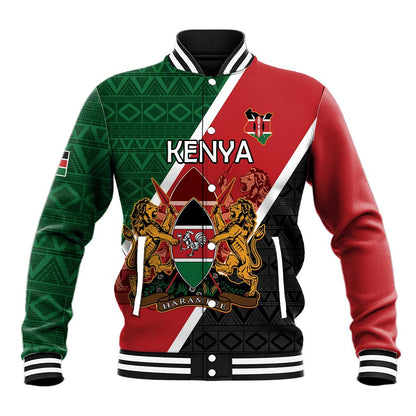 Personalised Kenya Baseball Jacket Flag Style - African Pattern
