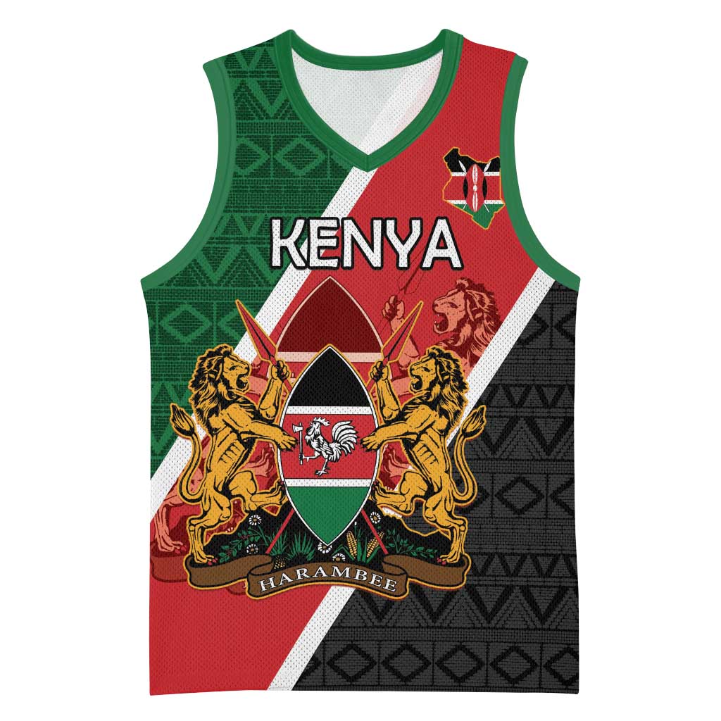 Personalised Kenya Basketball Jersey Flag Style - African Pattern - African Pride