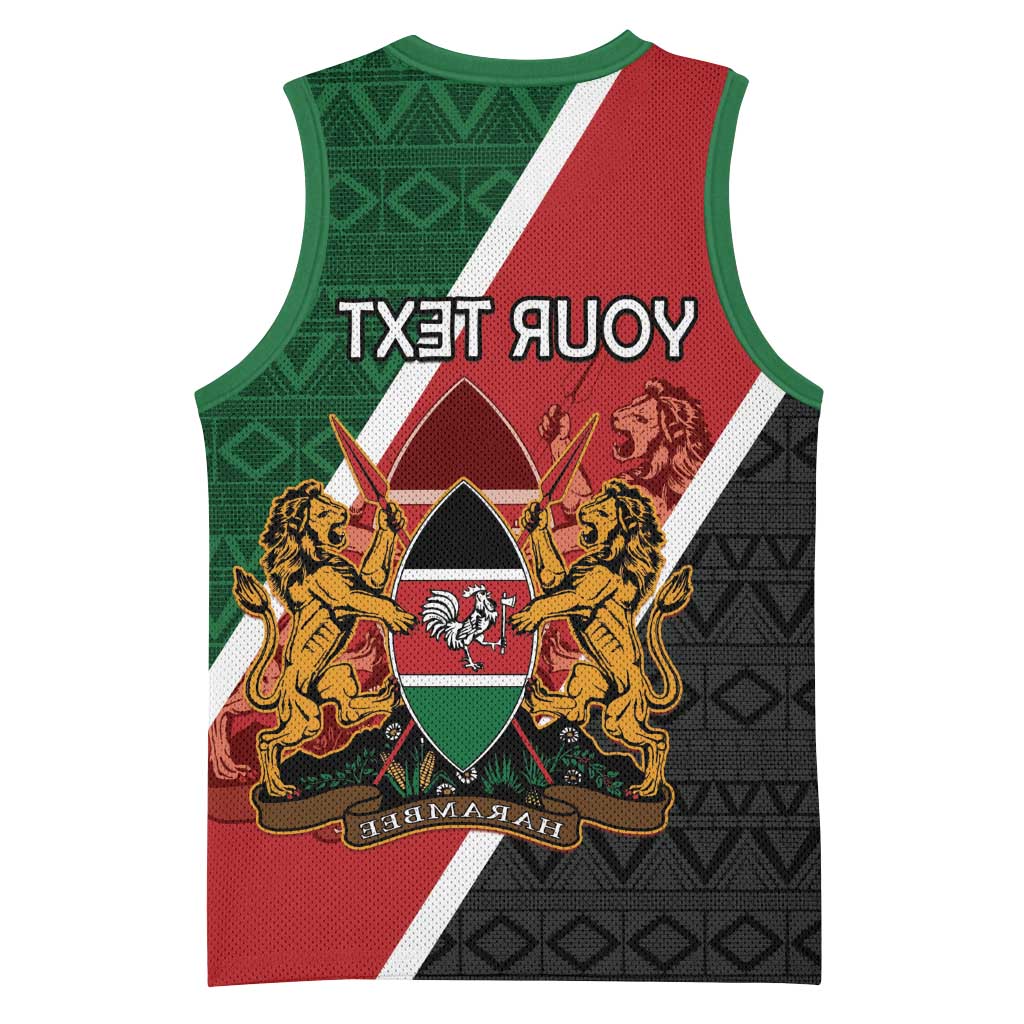 Personalised Kenya Basketball Jersey Flag Style - African Pattern - African Pride