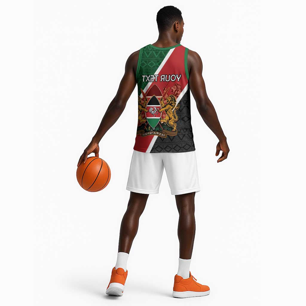 Personalised Kenya Basketball Jersey Flag Style - African Pattern - African Pride
