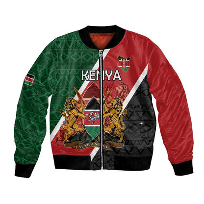 Personalised Kenya Bomber Jacket Flag Style - African Pattern