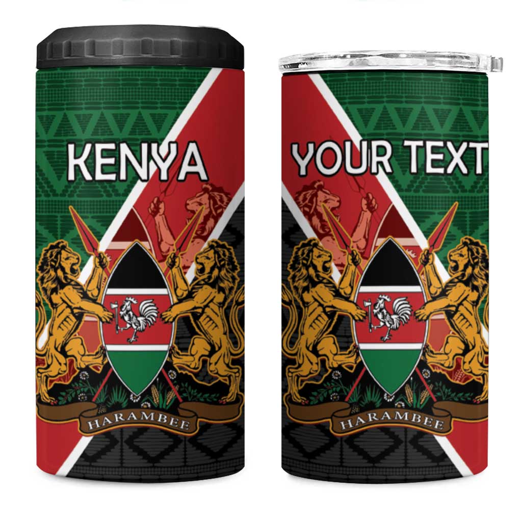 Personalised Kenya 4 in 1 Can Cooler Tumbler Flag Style - African Pattern