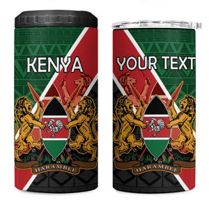 Personalised Kenya 4 in 1 Can Cooler Tumbler Flag Style - African Pattern