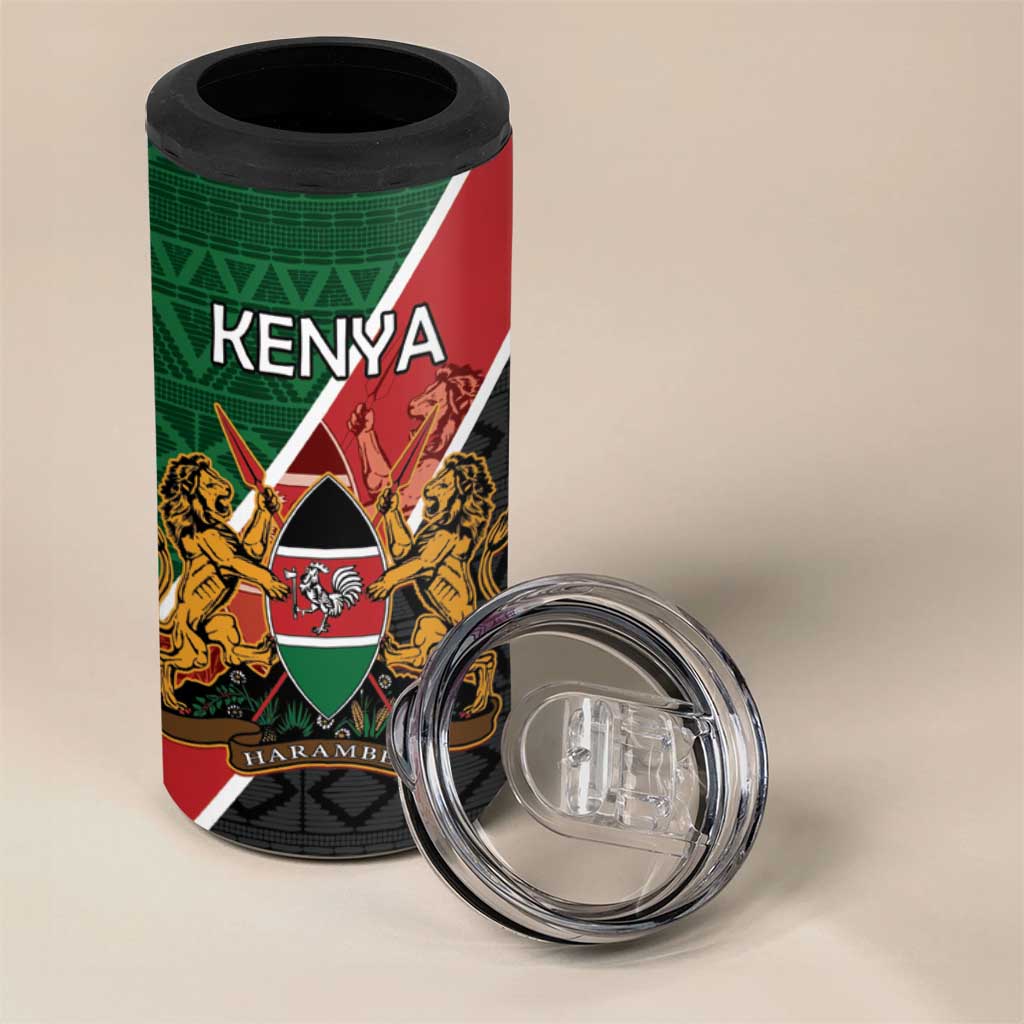 Personalised Kenya 4 in 1 Can Cooler Tumbler Flag Style - African Pattern