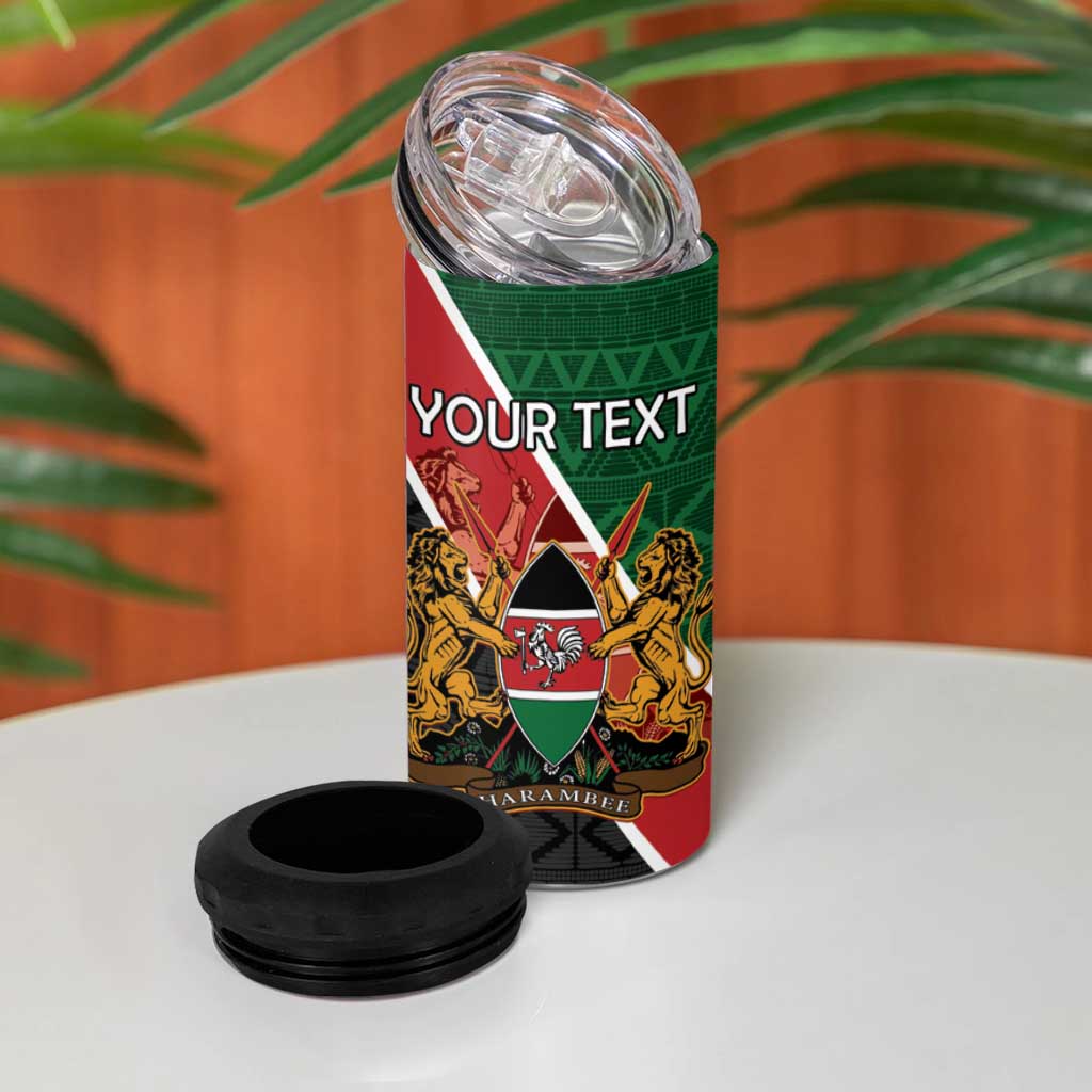 Personalised Kenya 4 in 1 Can Cooler Tumbler Flag Style - African Pattern