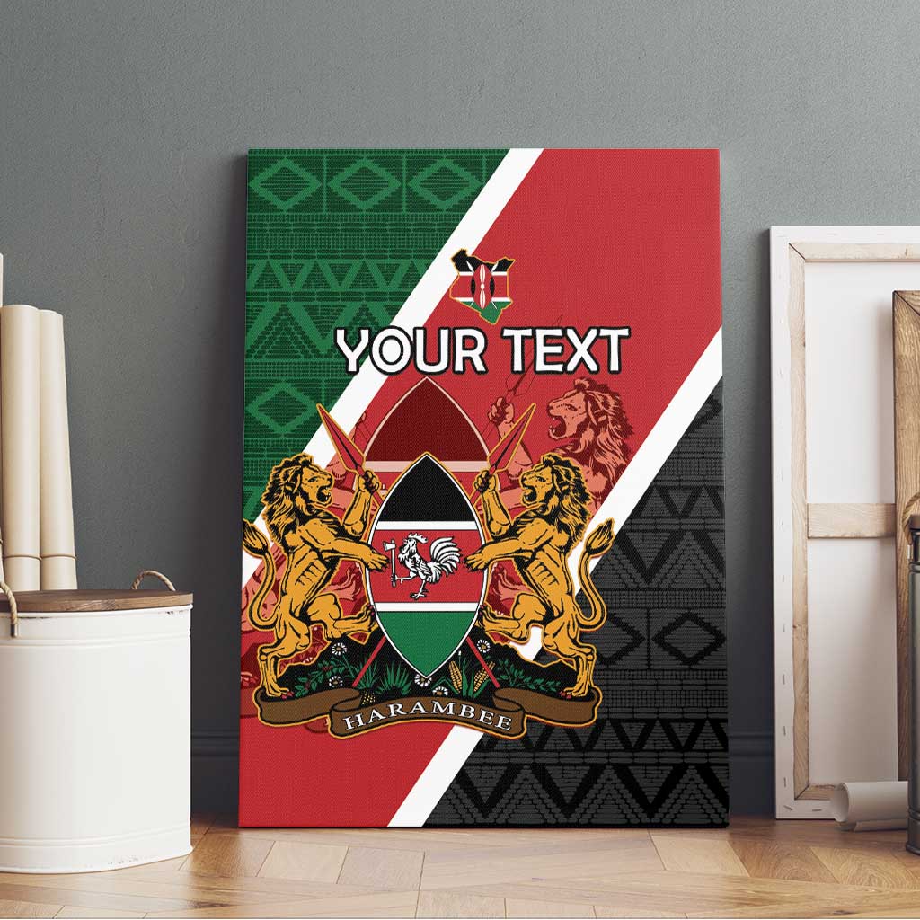Personalised Kenya Canvas Wall Art Flag Style - African Pattern