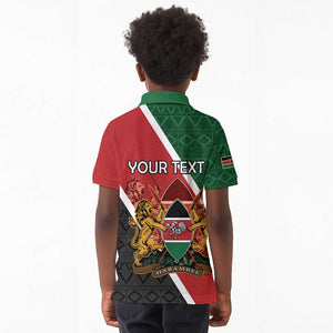 Personalised Kenya Kid Polo Shirt Flag Style - African Pattern