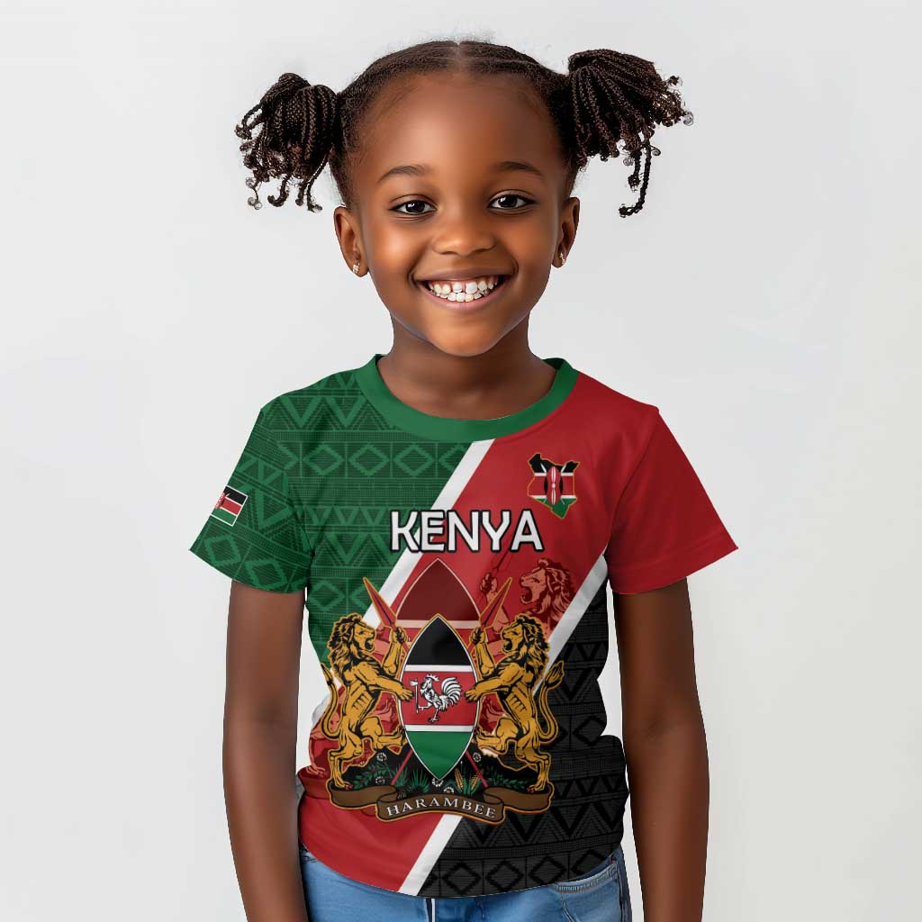 Personalised Kenya Kid T shirt Flag Style - African Pattern
