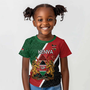 Personalised Kenya Kid T shirt Flag Style - African Pattern