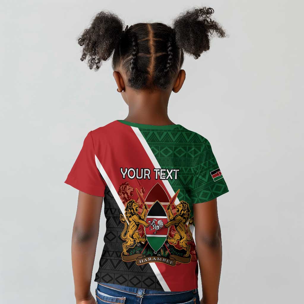 Personalised Kenya Kid T shirt Flag Style - African Pattern