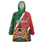 Personalised Kenya Kid Wearable Blanket Hoodie Flag Style - African Pattern