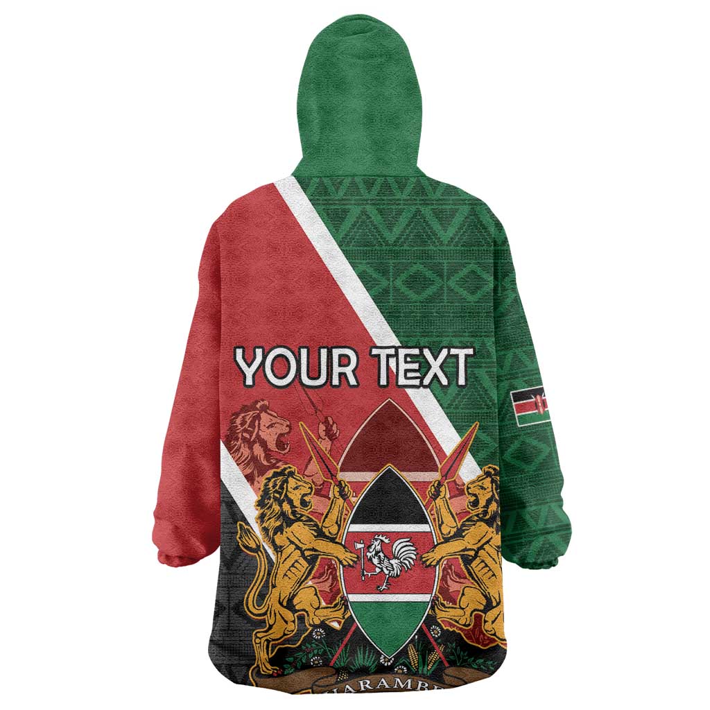 Personalised Kenya Kid Wearable Blanket Hoodie Flag Style - African Pattern