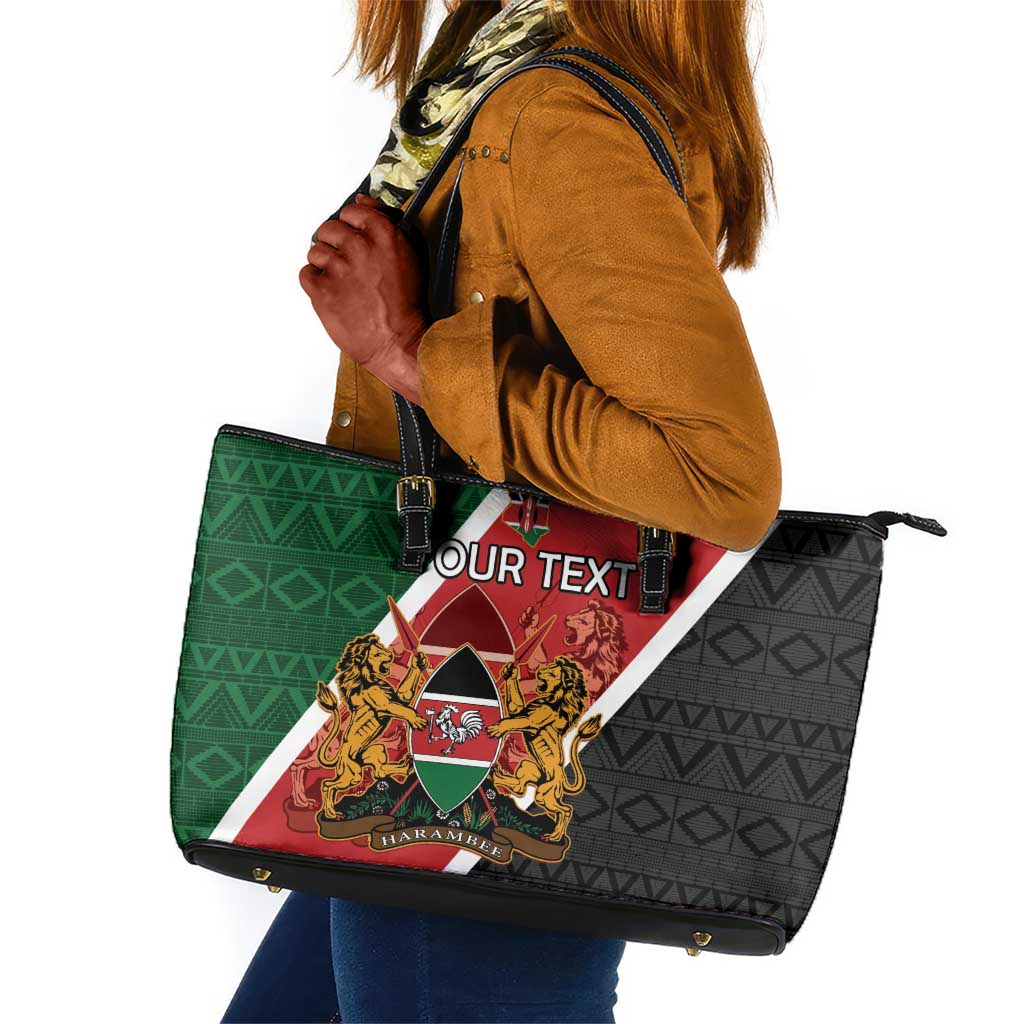 Personalised Kenya Leather Tote Bag Flag Style - African Pattern