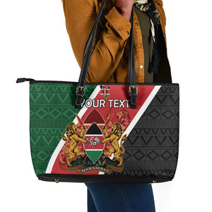 Personalised Kenya Leather Tote Bag Flag Style - African Pattern