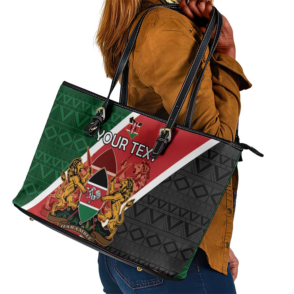 Personalised Kenya Leather Tote Bag Flag Style - African Pattern