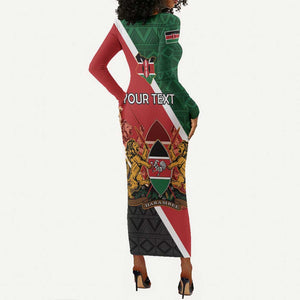 Personalised Kenya Long Sleeve Bodycon Dress Flag Style - African Pattern LT15