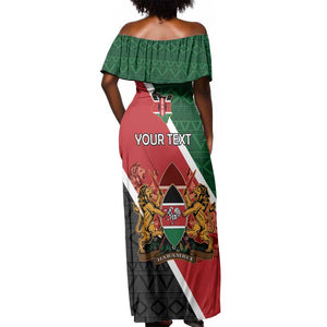 Personalised Kenya Off Shoulder Maxi Dress Flag Style - African Pattern