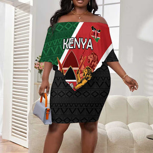 Personalised Kenya Off Shoulder Short Dress Flag Style - African Pattern