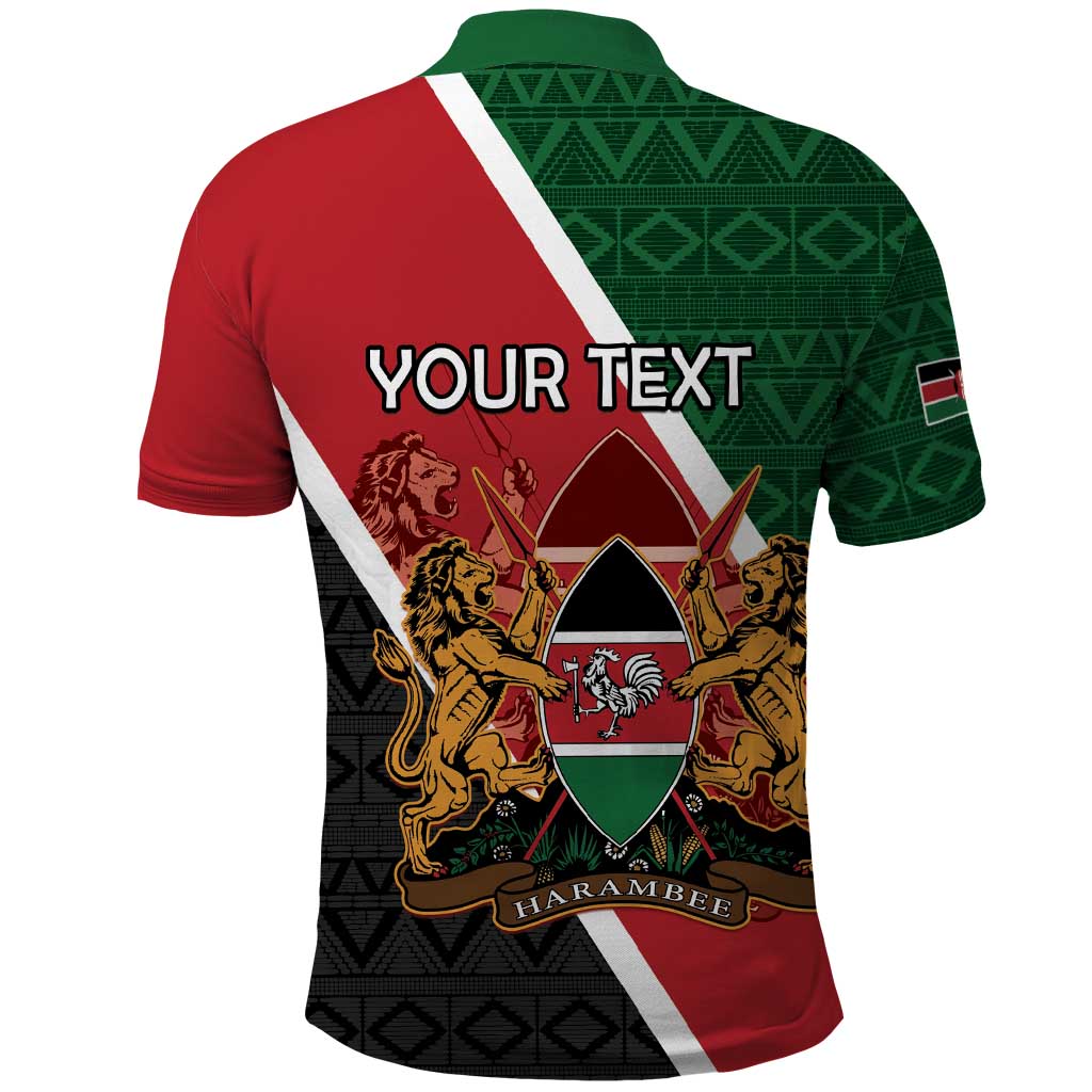 Personalised Kenya Polo Shirt Flag Style - African Pattern